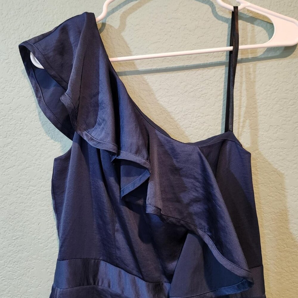One Shoulder Ruffle Navy Blue - Picture 6 of 6